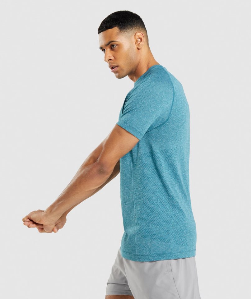 Men's Gymshark Vital Light Seamless T-Shirts Turquoise | CA 6D15AN